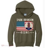 Dark Brandon Rising Anti Joe Biden Distressed USA American Flag Kids Hoodie thumb 0
