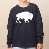 Distressed Buffalo Retro Bison Animal Lover Men Women Dad Women's Sweatshirt thumb 0