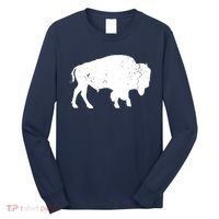 Distressed Buffalo Retro Bison Animal Lover Men Women Dad Long Sleeve Shirt thumb 0