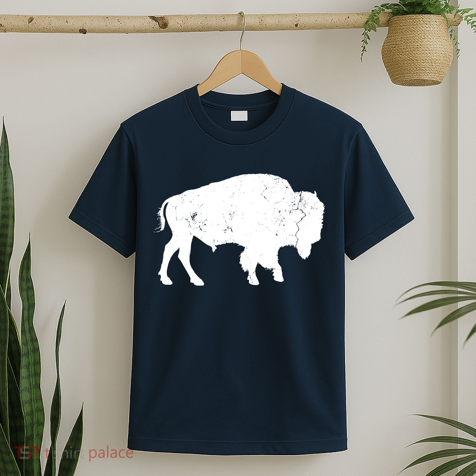 Distressed Buffalo Retro Bison Animal Lover Men Women Dad T-Shirt