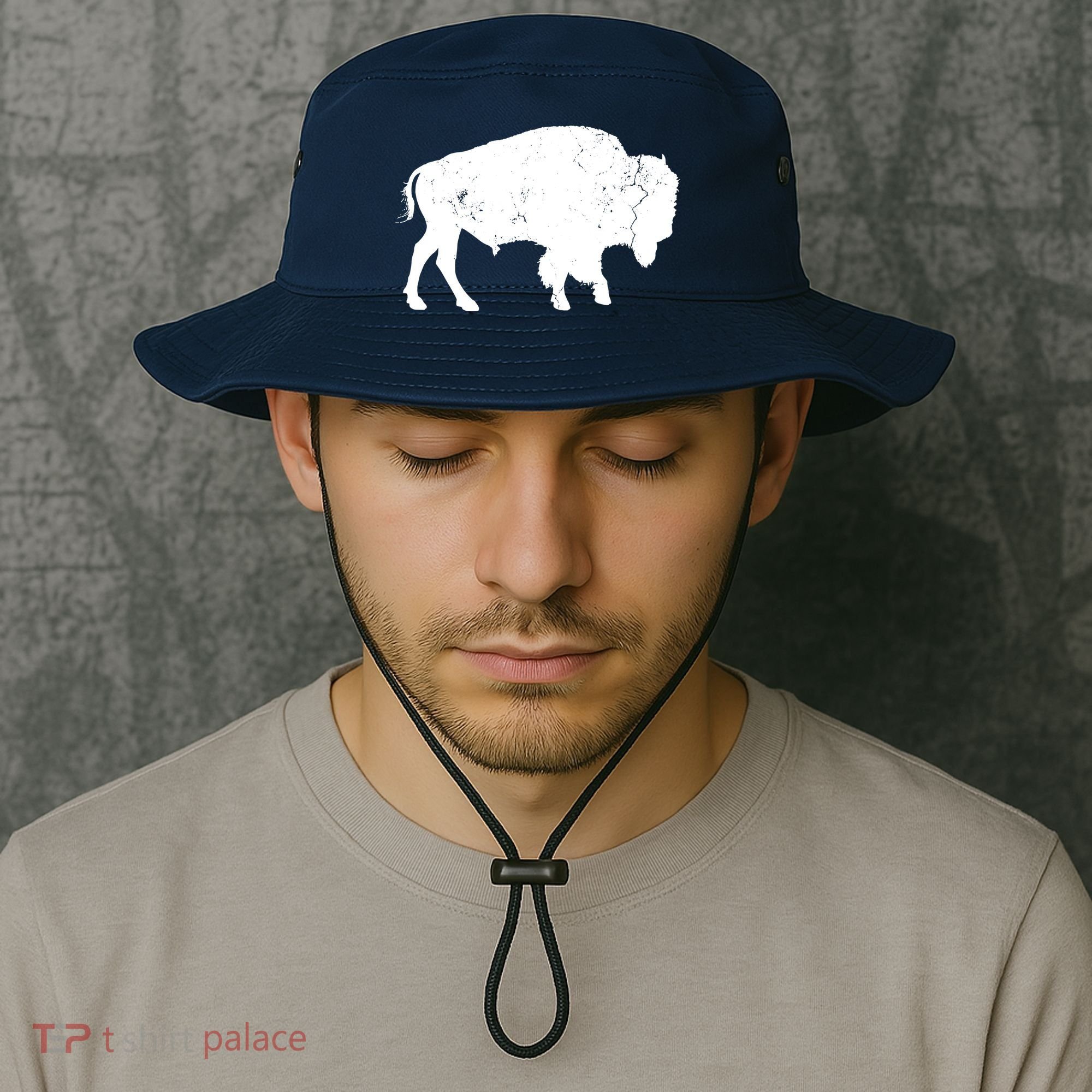 Distressed Buffalo Retro Bison Animal Lover Men Women Dad Bucket Hat
