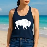 Distressed Buffalo Retro Bison Animal Lover Men Women Dad Women's Tank Top thumb 2