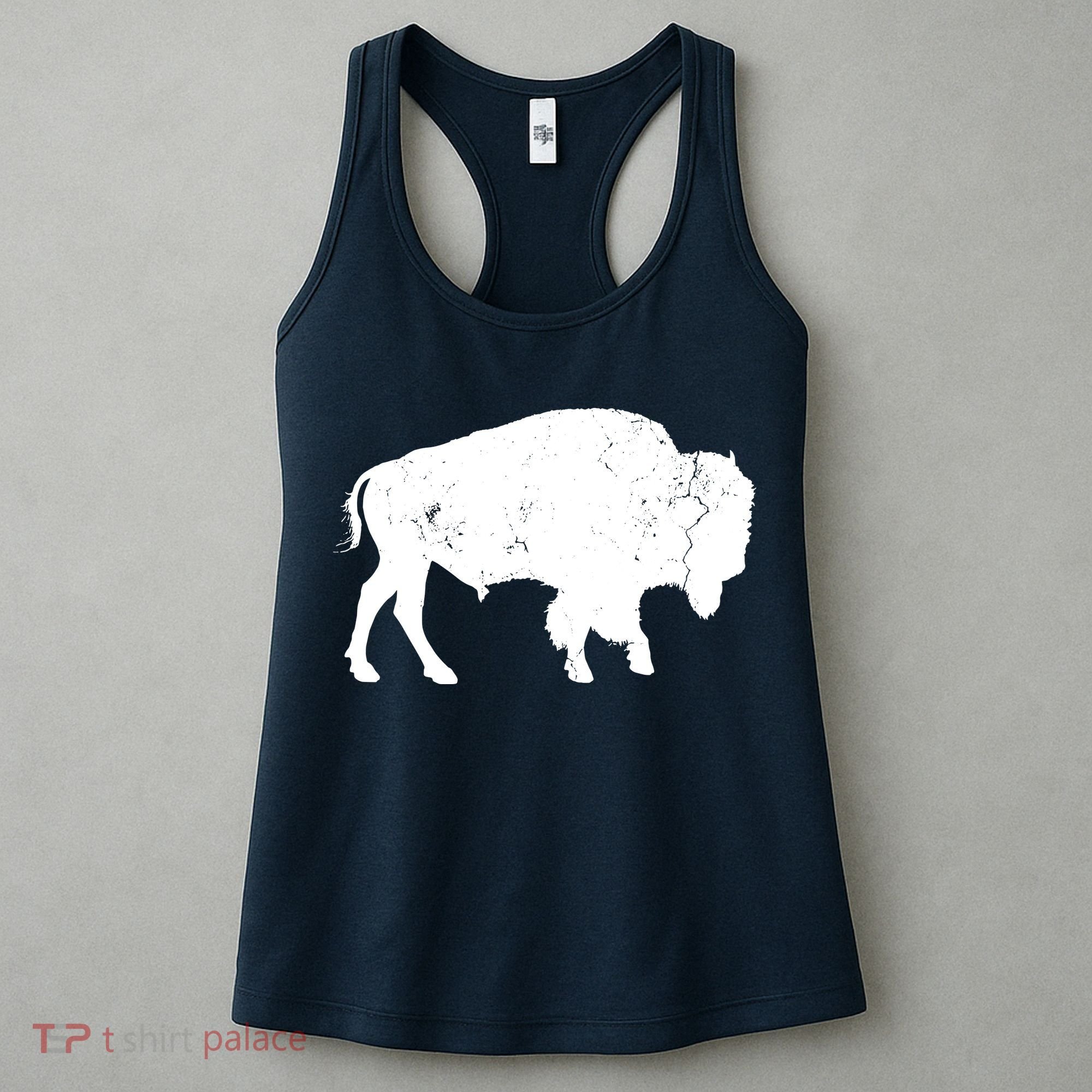 Distressed Buffalo Retro Bison Animal Lover Men Women Dad Women's Tank Top