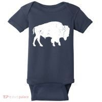 Distressed Buffalo Retro Bison Animal Lover Men Women Dad Baby Bodysuit thumb 0