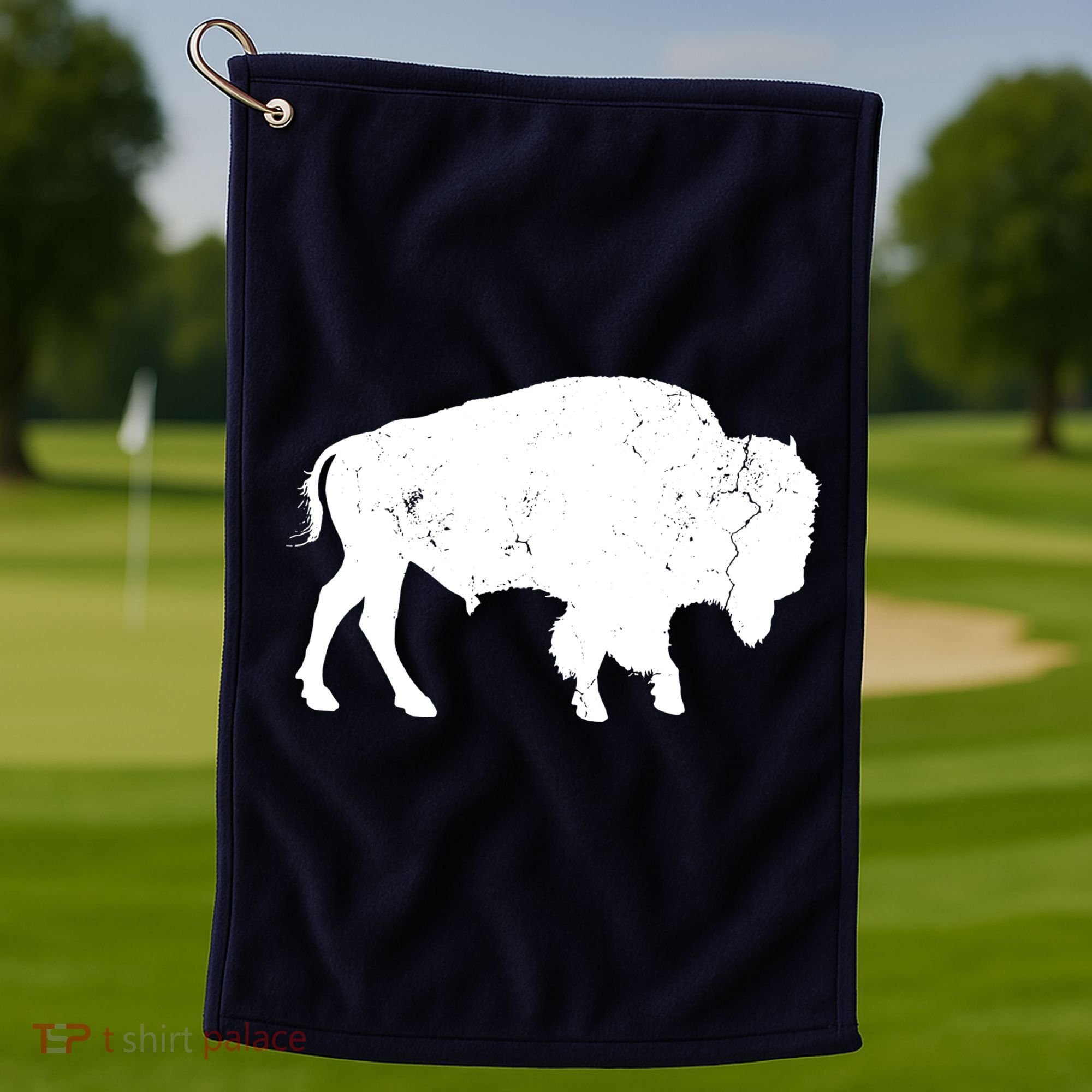 Distressed Buffalo Retro Bison Animal Lover Men Women Dad Golf Towel