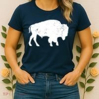 Distressed Buffalo Retro Bison Animal Lover Men Women Dad Women's T-Shirt thumb 2