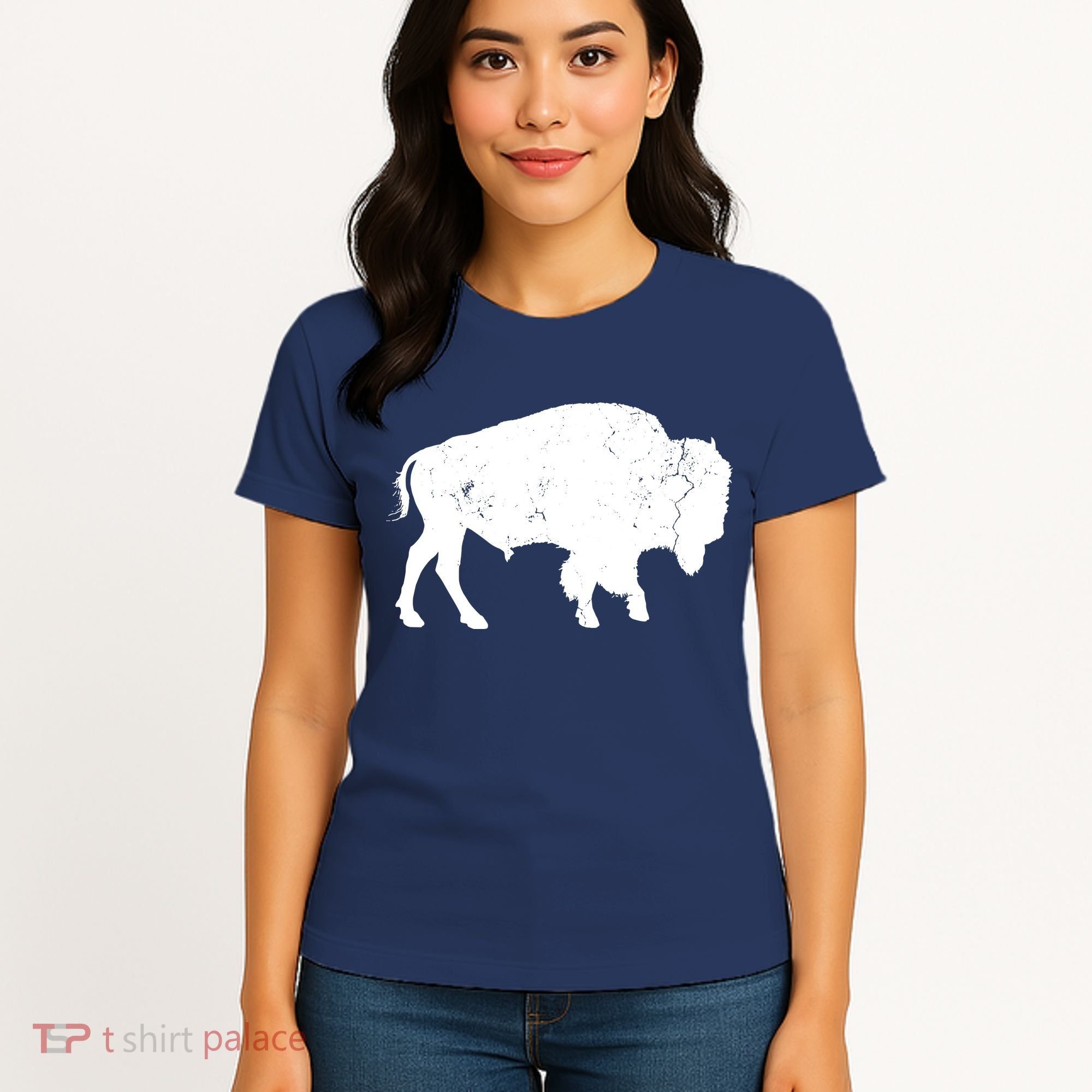 Distressed Buffalo Retro Bison Animal Lover Men Women Dad Women's T-Shirt