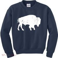 Distressed Buffalo Retro Bison Animal Lover Men Women Dad Kids Sweatshirt thumb 0