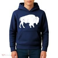 Distressed Buffalo Retro Bison Animal Lover Men Women Dad Kids Hoodie thumb 4