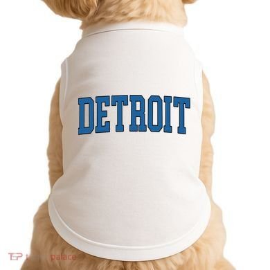 Detroit Blue Retro Vintage Distressed Arched Text Doggie Tank