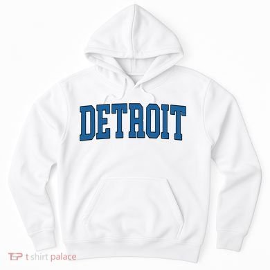 Detroit Blue Retro Vintage Distressed Arched Text Hoodie