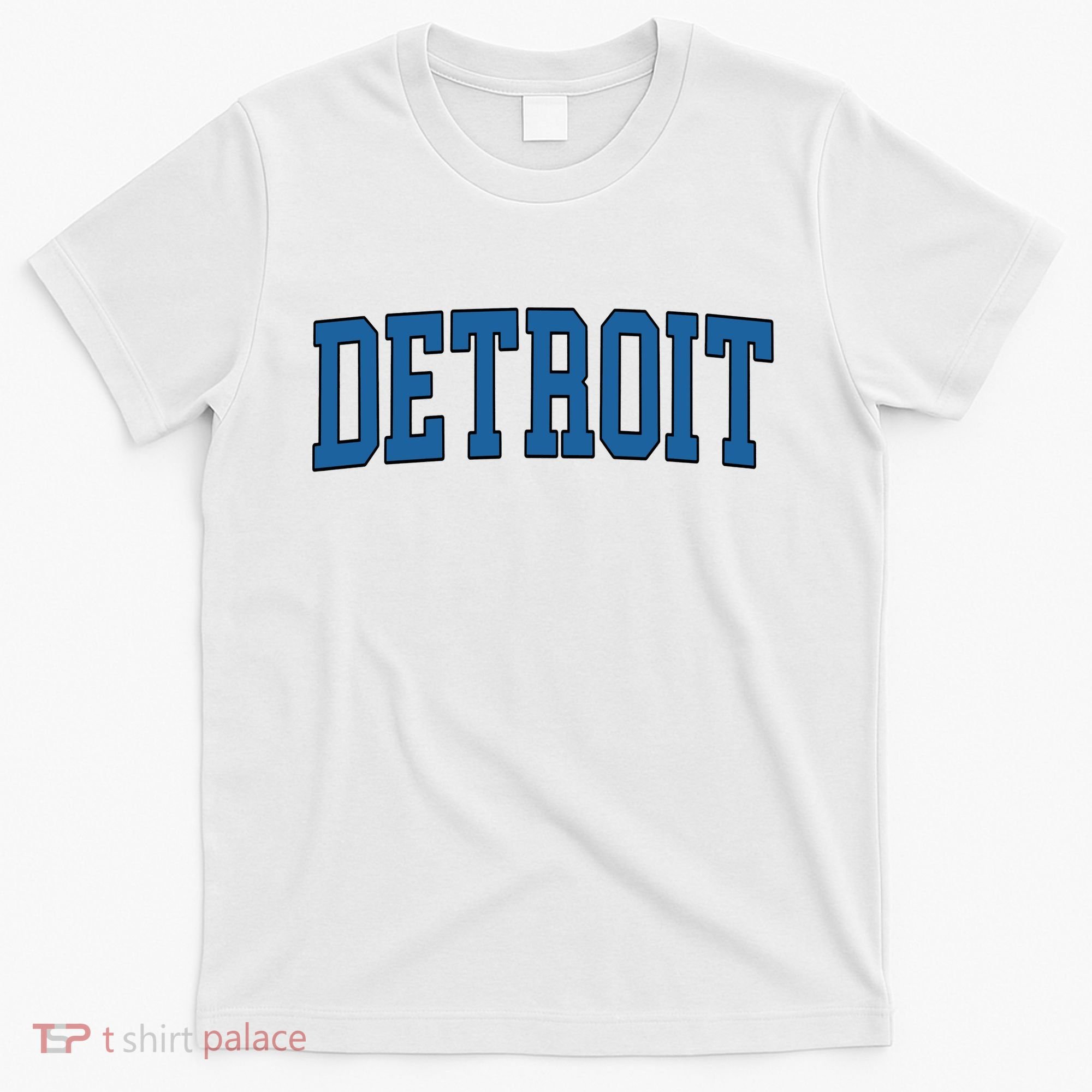 Detroit Blue Retro Vintage Distressed Arched Text T-Shirt