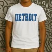 Detroit Blue Retro Vintage Distressed Arched Text T-Shirt thumb 3