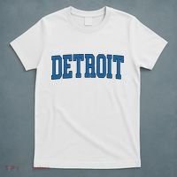 Detroit Blue Retro Vintage Distressed Arched Text T-Shirt thumb 5