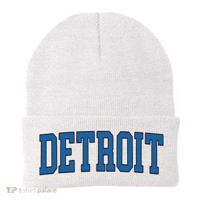Detroit Blue Retro Vintage Distressed Arched Text Beanie