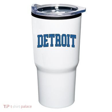Detroit Blue Retro Vintage Distressed Arched Text Tumbler