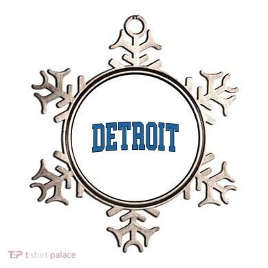 Detroit Blue Retro Vintage Distressed Arched Text Ornament