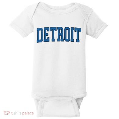 Detroit Blue Retro Vintage Distressed Arched Text Baby Bodysuit