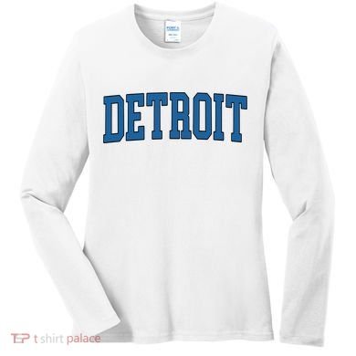 Detroit Blue Retro Vintage Distressed Arched Text Women's Long Sleeve Shirt