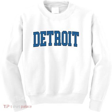 Detroit Blue Retro Vintage Distressed Arched Text Kids Sweatshirt