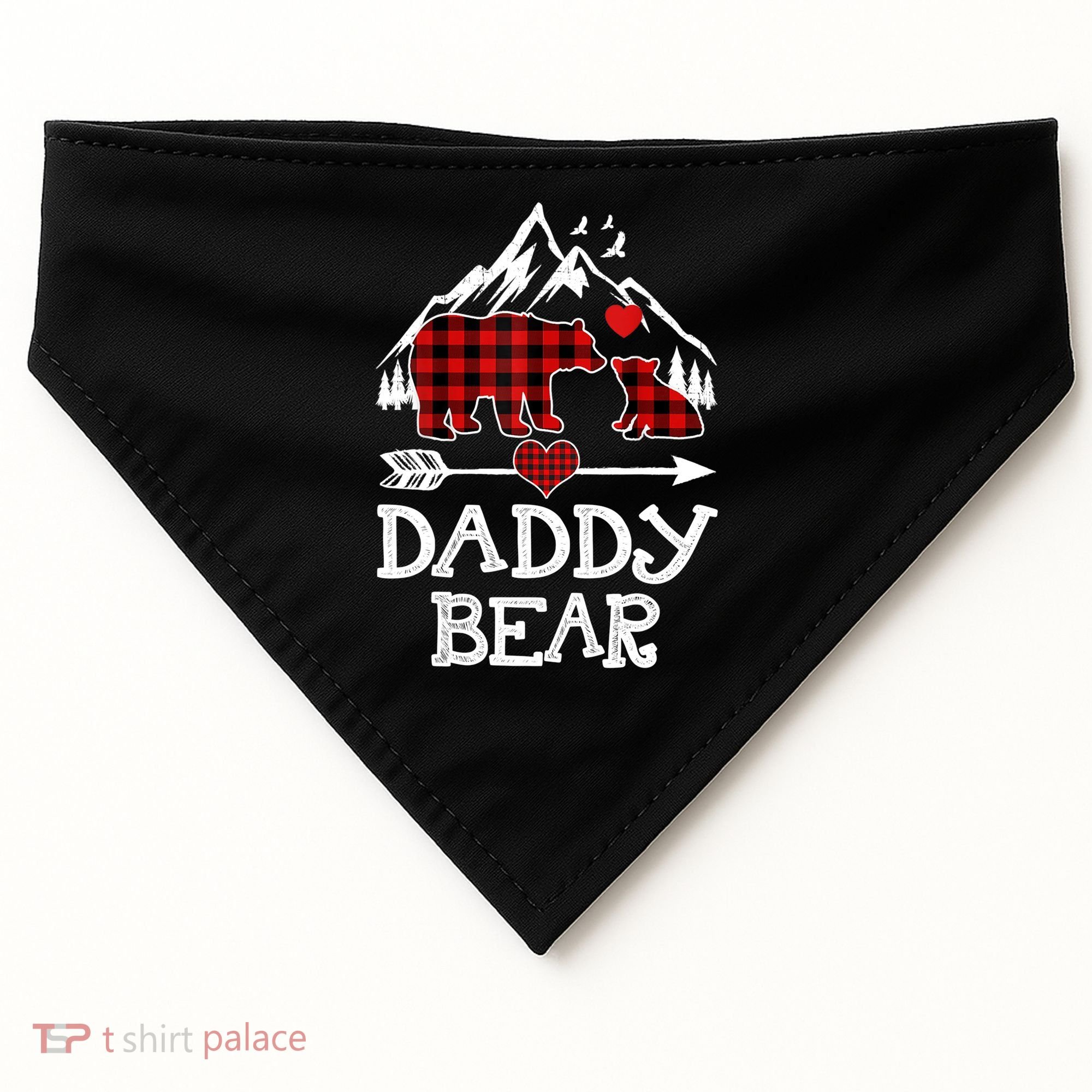 Daddy Bear , Red Buffalo Plaid Daddy Bear Pajama T USA-Made Doggie Bandana