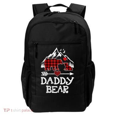 Daddy Bear , Red Buffalo Plaid Daddy Bear Pajama T Backpack