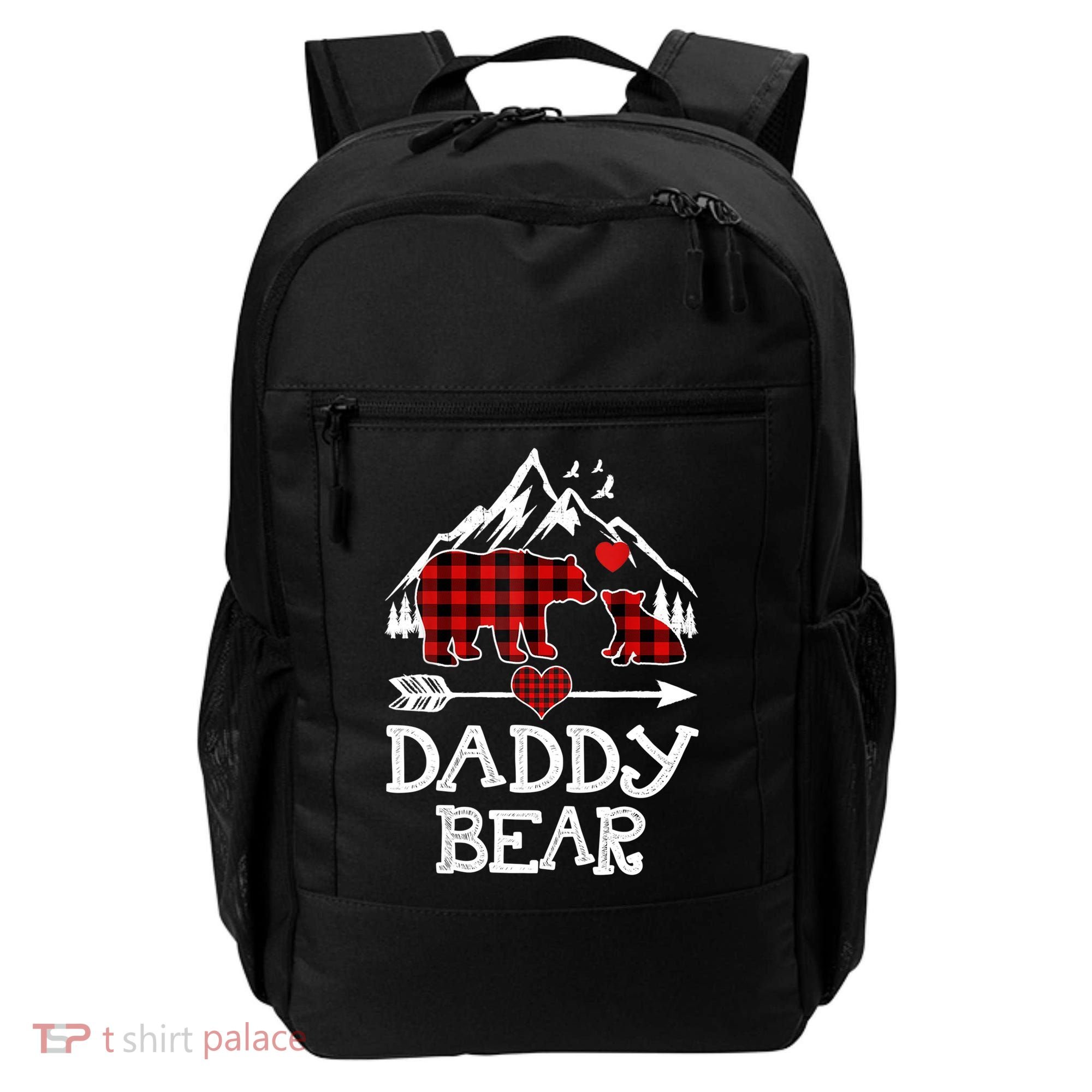 Daddy Bear , Red Buffalo Plaid Daddy Bear Pajama T Backpack