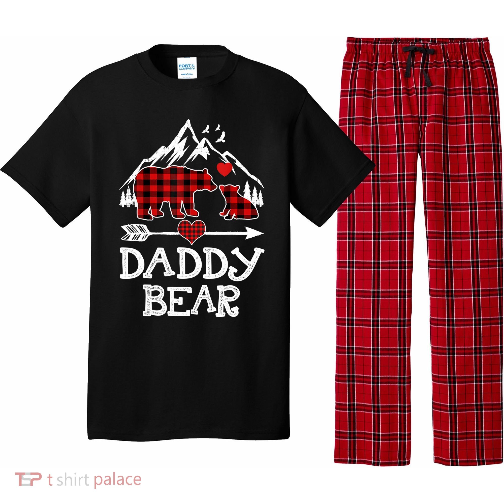 Daddy Bear , Red Buffalo Plaid Daddy Bear Pajama T Pajama Set