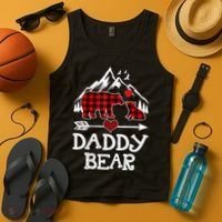 Daddy Bear , Red Buffalo Plaid Daddy Bear Pajama T Tank Top thumb 4
