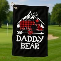 Daddy Bear , Red Buffalo Plaid Daddy Bear Pajama T Golf Towel thumb 1