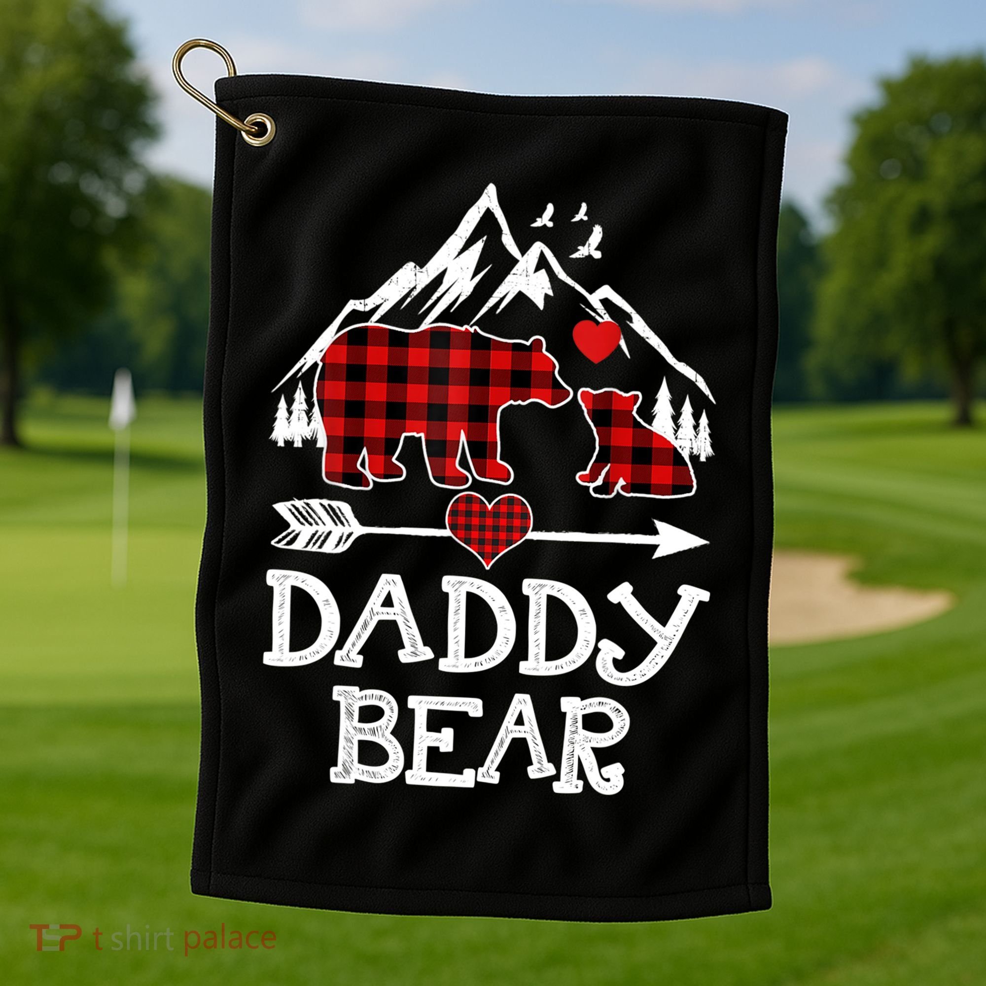 Daddy Bear , Red Buffalo Plaid Daddy Bear Pajama T Golf Towel