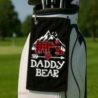 Daddy Bear , Red Buffalo Plaid Daddy Bear Pajama T Golf Towel thumb 2