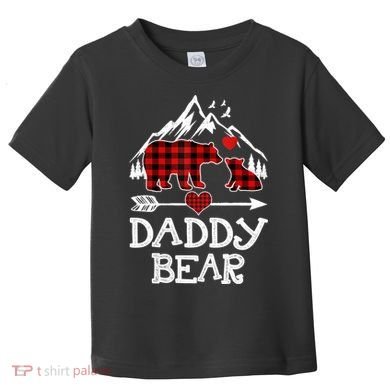 Daddy Bear , Red Buffalo Plaid Daddy Bear Pajama T Toddler T-Shirt