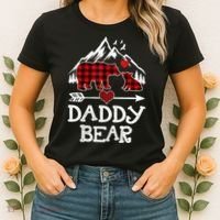 Daddy Bear , Red Buffalo Plaid Daddy Bear Pajama T Women's T-Shirt thumb 2