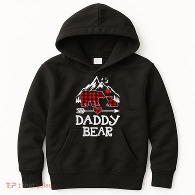 Daddy Bear , Red Buffalo Plaid Daddy Bear Pajama T Kids Hoodie