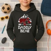 Daddy Bear , Red Buffalo Plaid Daddy Bear Pajama T Kids Hoodie thumb 2