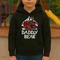 Daddy Bear , Red Buffalo Plaid Daddy Bear Pajama T Kids Hoodie thumb 3
