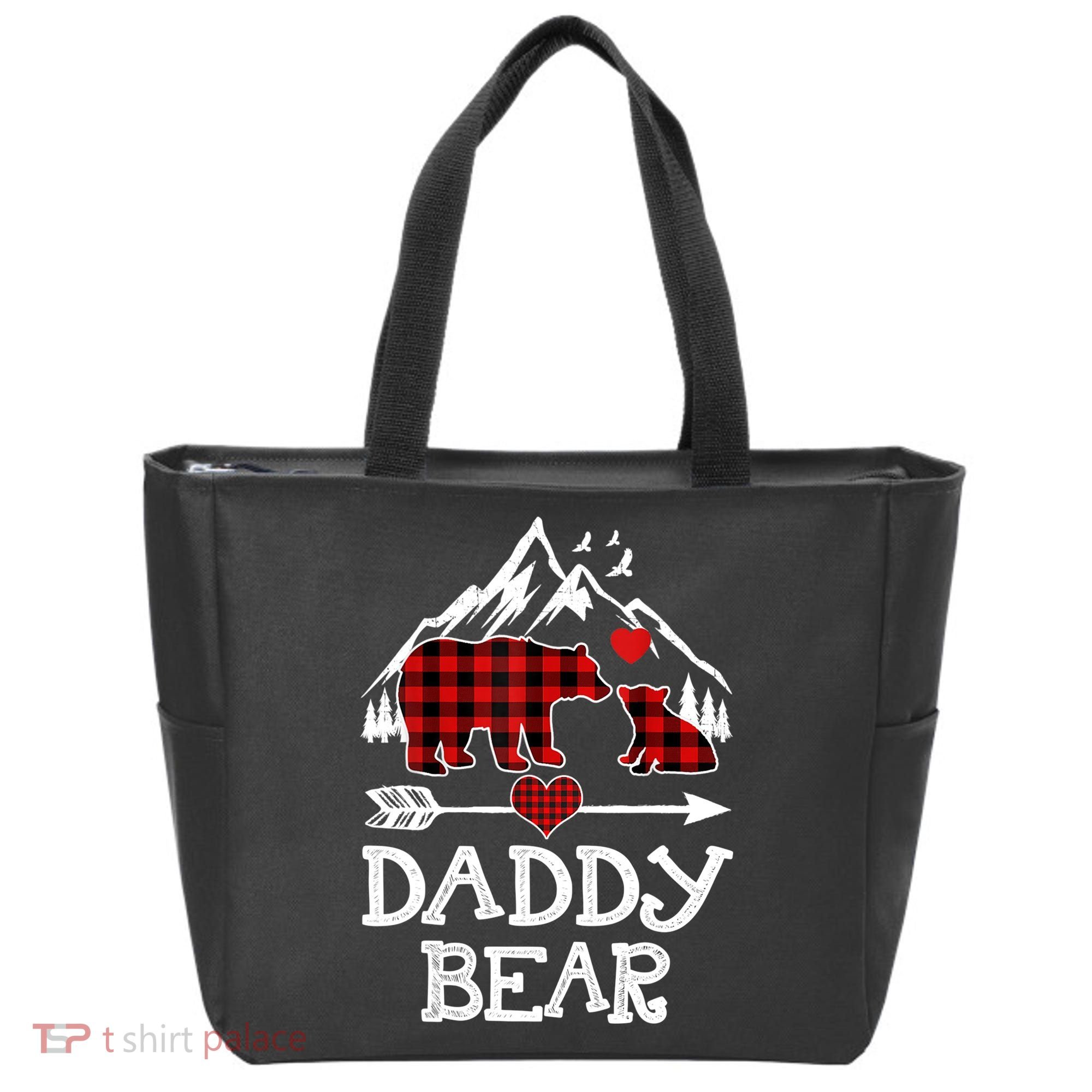 Daddy Bear , Red Buffalo Plaid Daddy Bear Pajama T Tote Bag