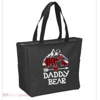 Daddy Bear , Red Buffalo Plaid Daddy Bear Pajama T Tote Bag thumb 2