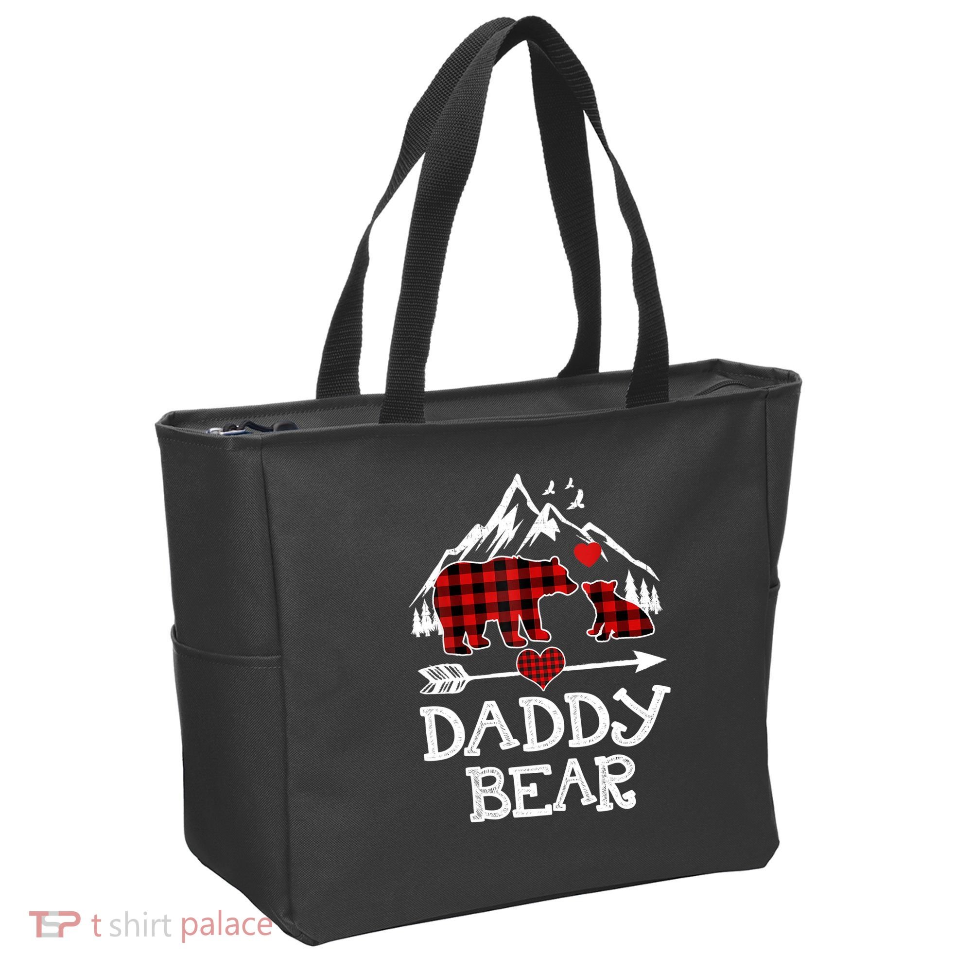 Daddy Bear , Red Buffalo Plaid Daddy Bear Pajama T Tote Bag