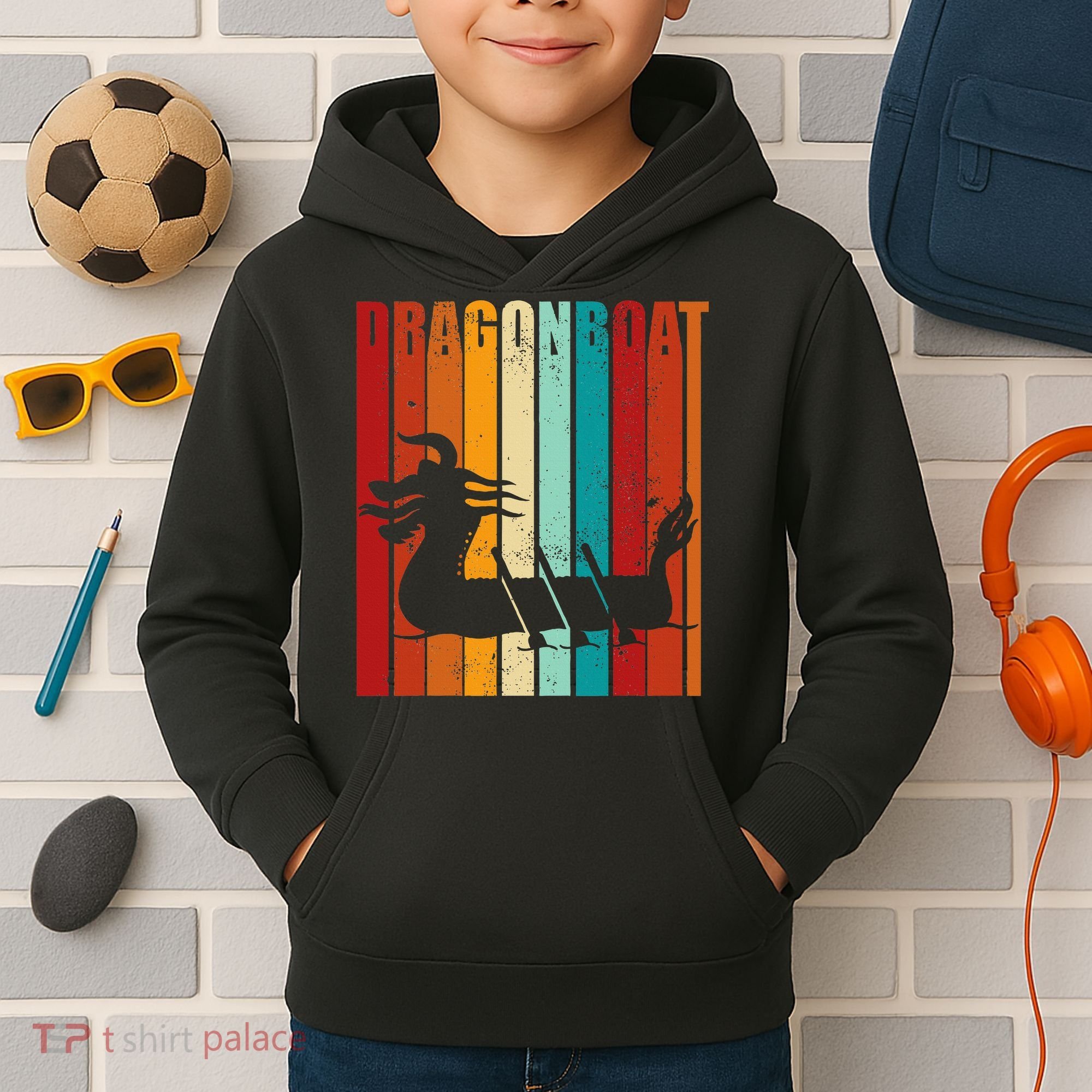 Dragon Boat Racing Dragon Boat Retro Paddling Kids Hoodie