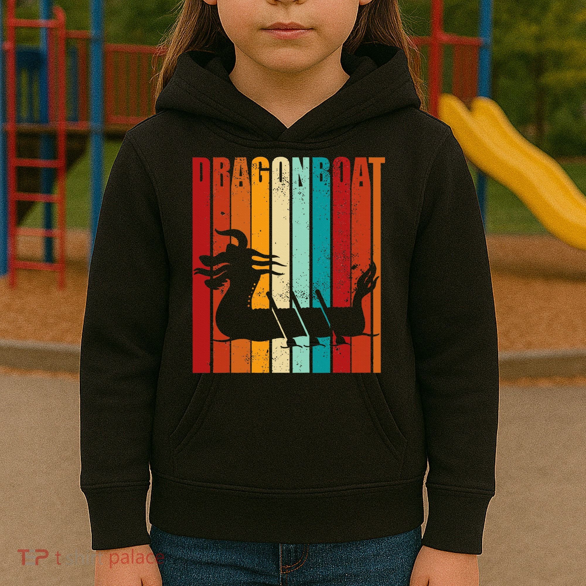 Dragon Boat Racing Dragon Boat Retro Paddling Kids Hoodie
