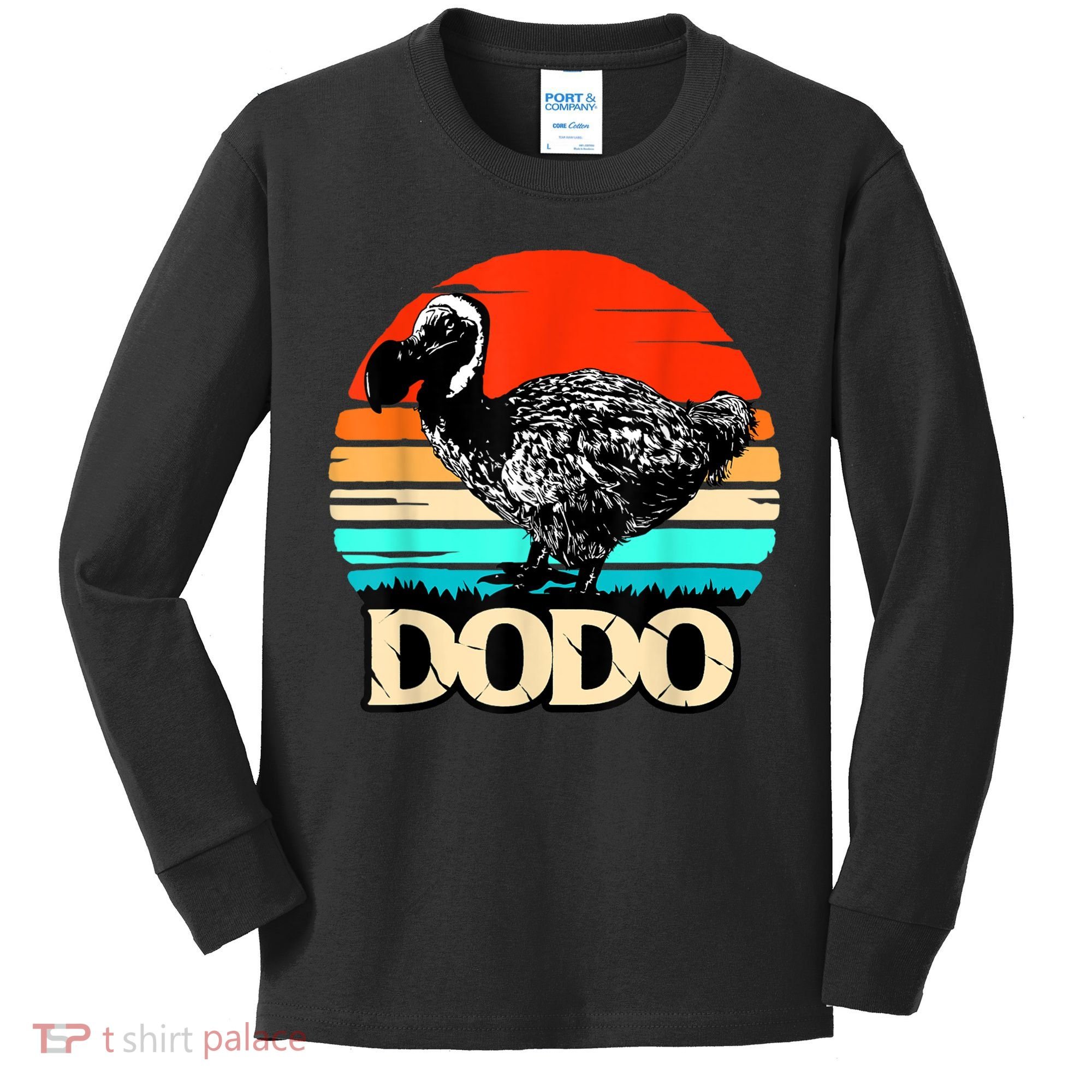 Dodo Bird Retro Sunset 70s & 80s Women And Men Kids Long Sleeve Shirt