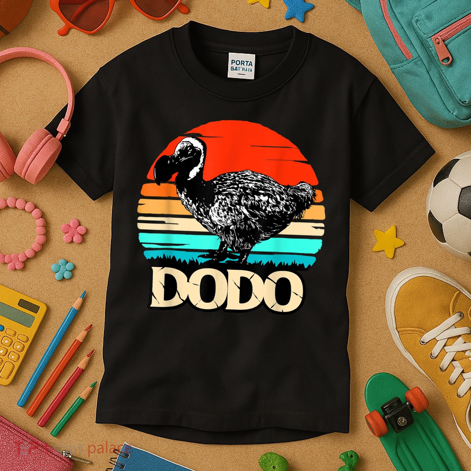 Dodo Bird Retro Sunset 70s & 80s Women And Men Kids T-Shirt