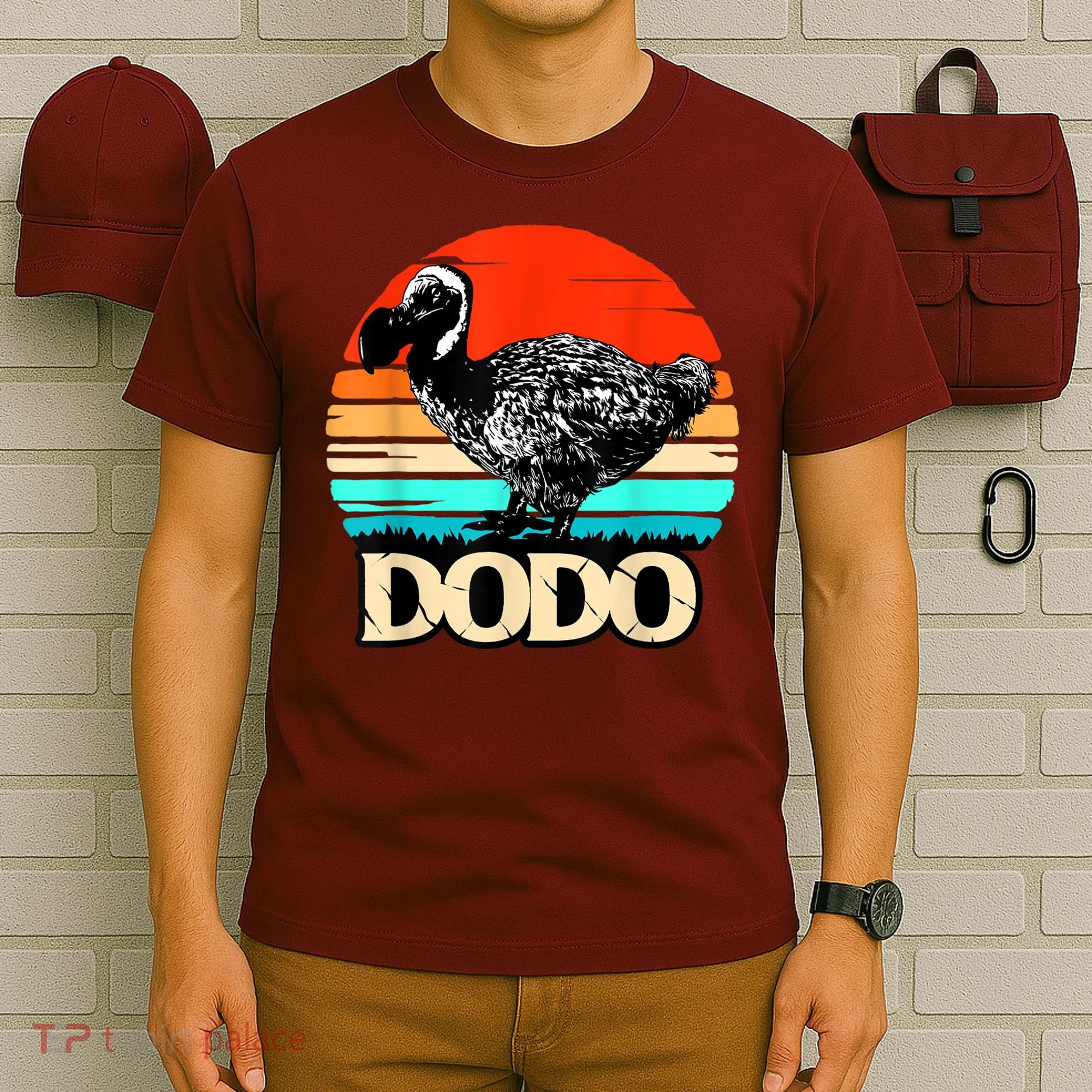 Dodo Bird Retro Sunset 70s & 80s Women And Men T-Shirt