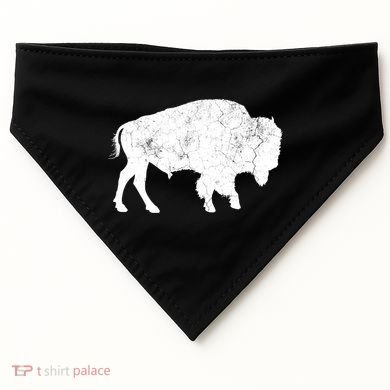 Distressed Buffalo Retro Bison Animal Lover USA-Made Doggie Bandana