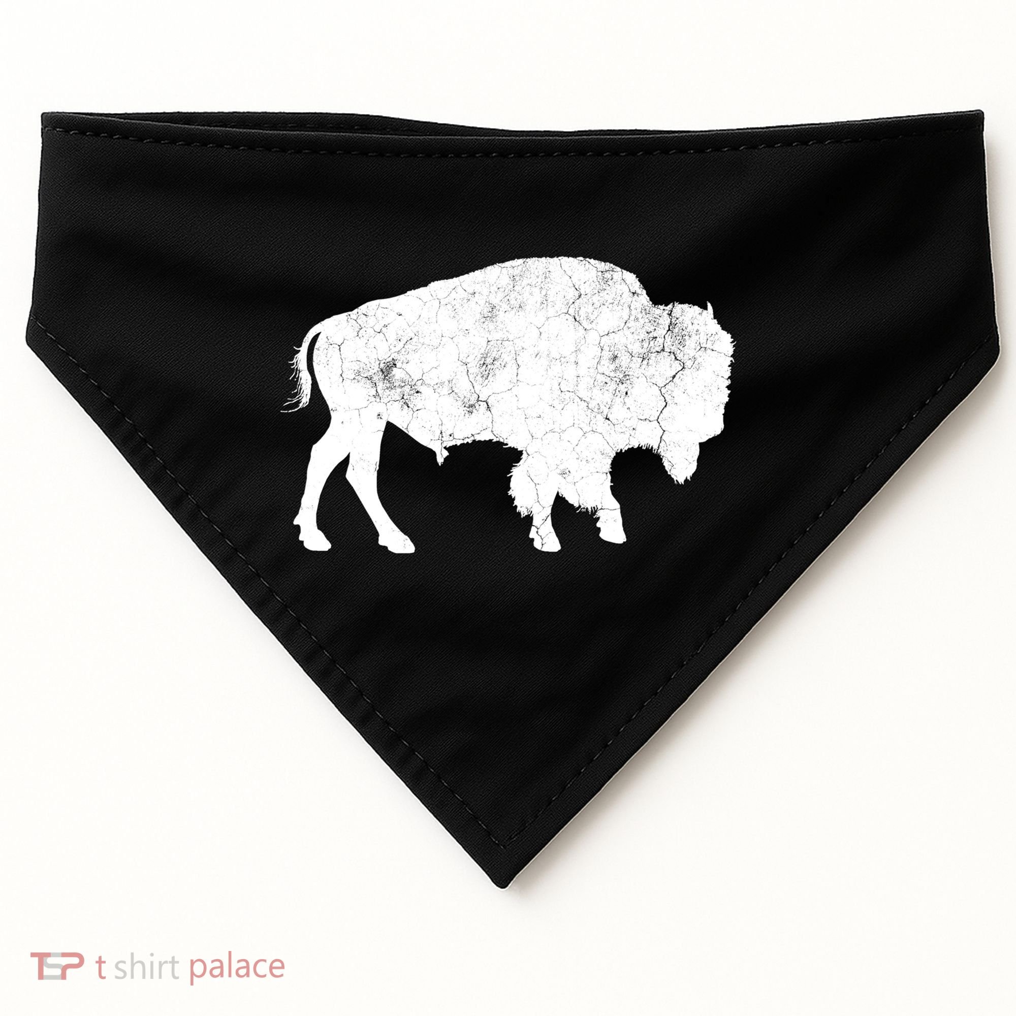 Distressed Buffalo Retro Bison Animal Lover USA-Made Doggie Bandana