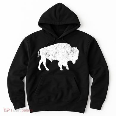 Distressed Buffalo Retro Bison Animal Lover Hoodie
