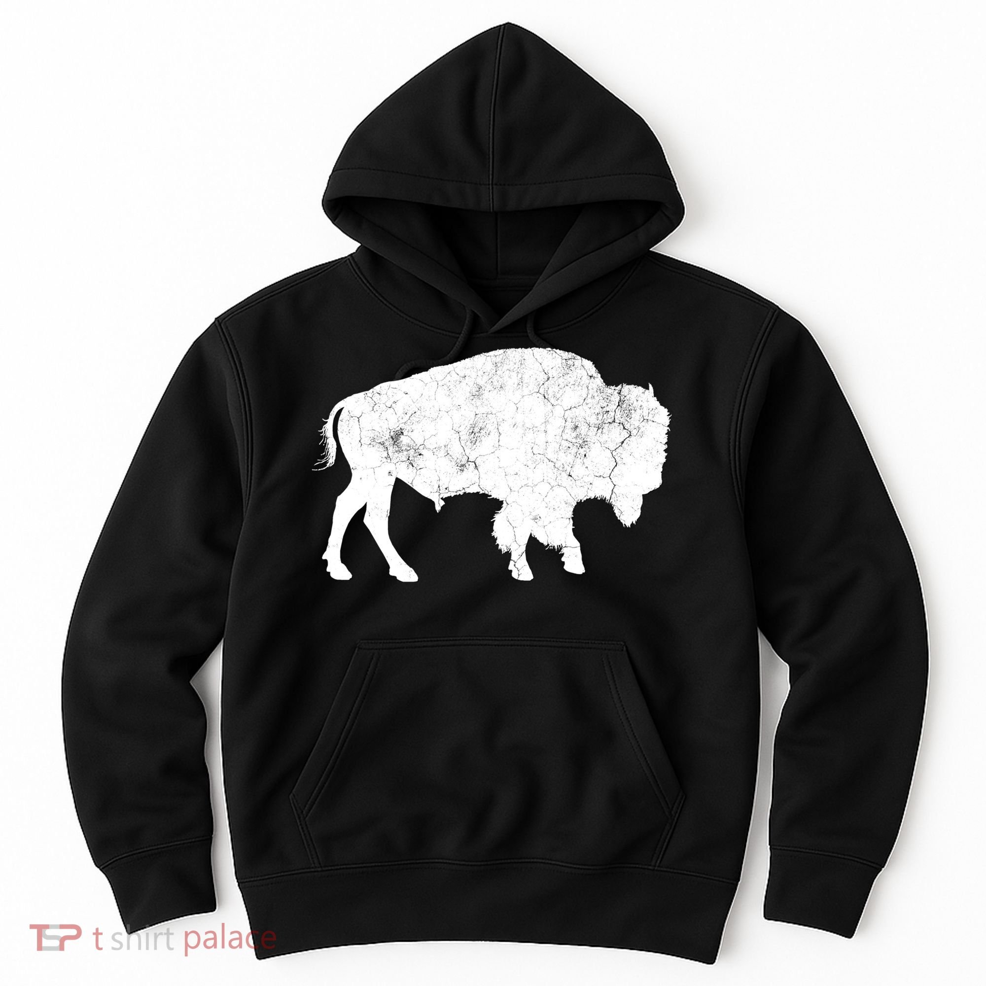 Distressed Buffalo Retro Bison Animal Lover Hoodie