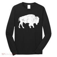 Distressed Buffalo Retro Bison Animal Lover Long Sleeve Shirt thumb 0